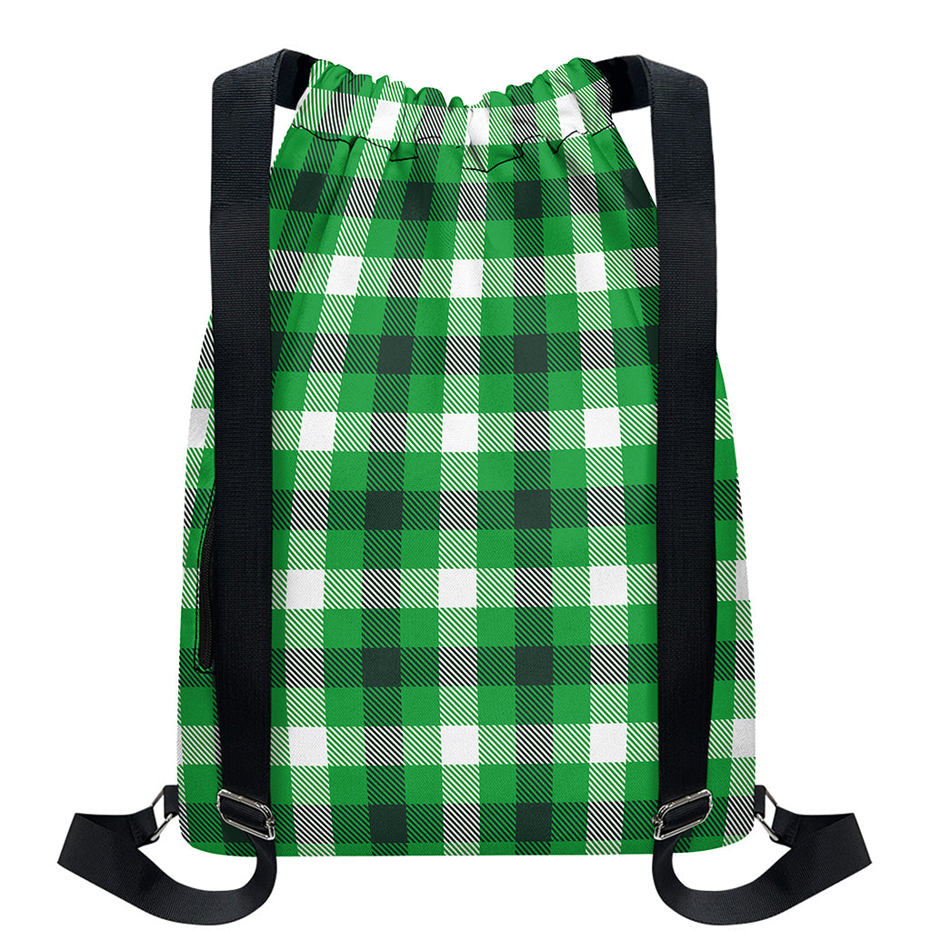 Irish Check Saint Patrick's Day Print Drawstring Backpack