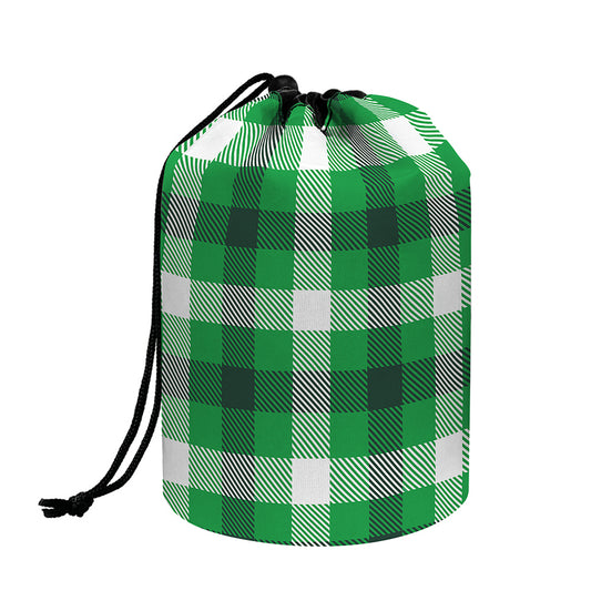 Irish Check Saint Patrick's Day Print Drawstring Makeup Bag