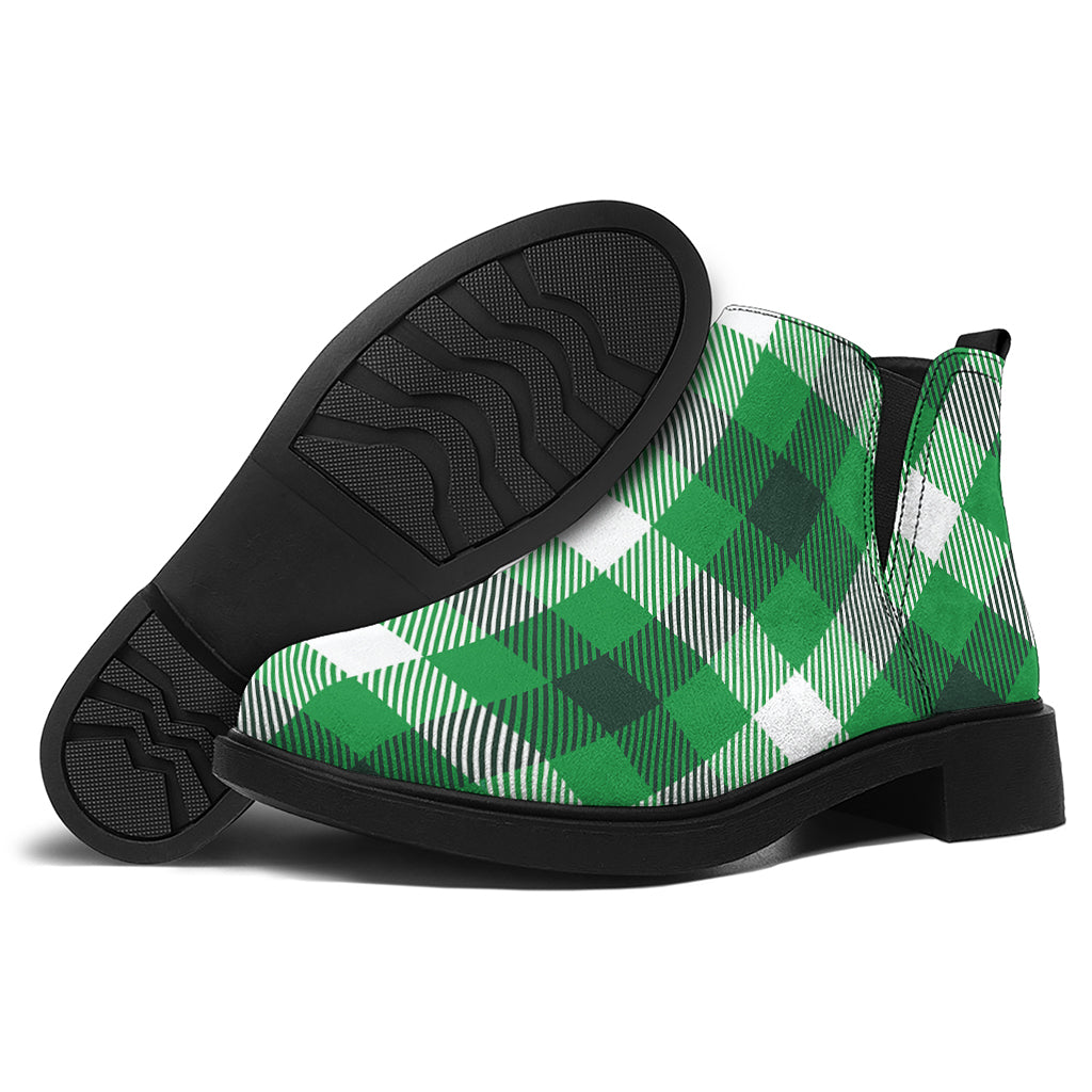 Irish Check Saint Patrick's Day Print Flat Ankle Boots