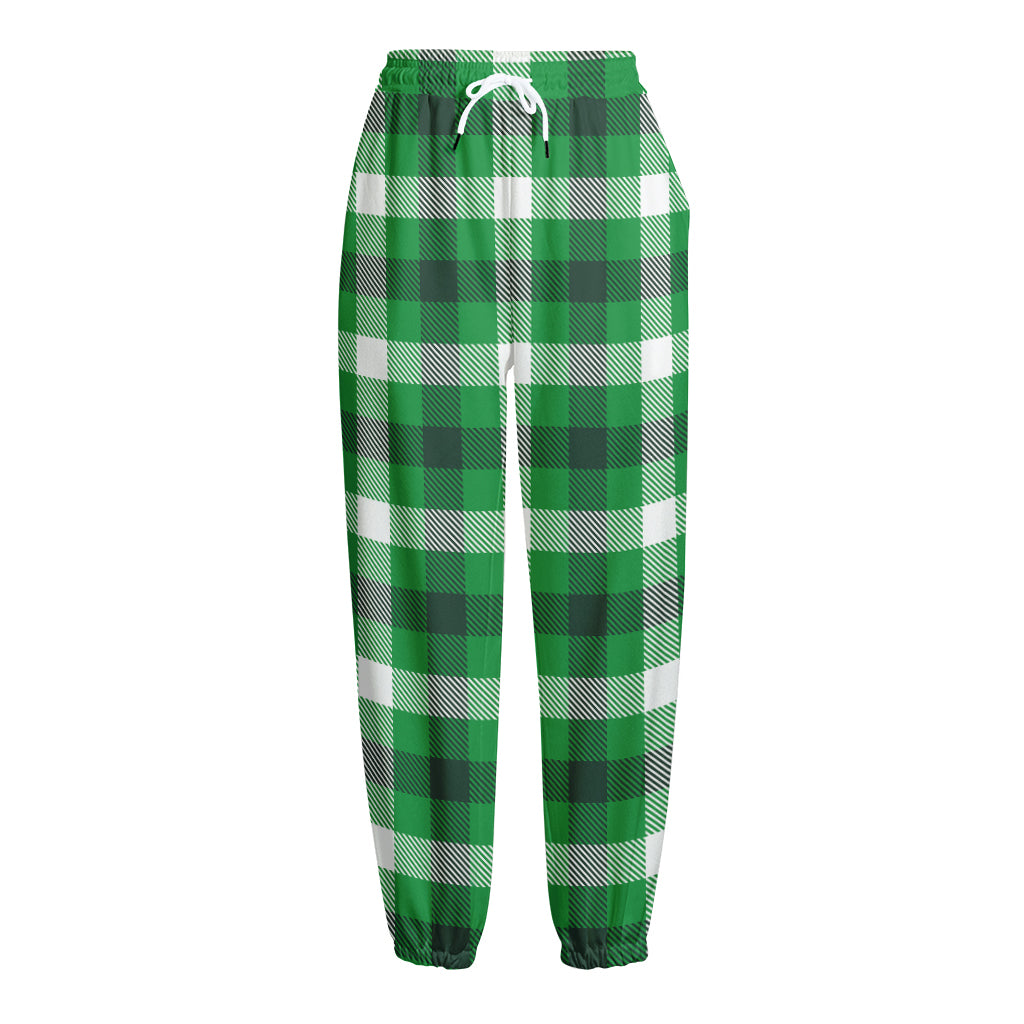 Irish Check Saint Patrick's Day Print Fleece Lined Knit Pants