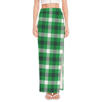 Irish Check Saint Patrick's Day Print High Slit Maxi Skirt