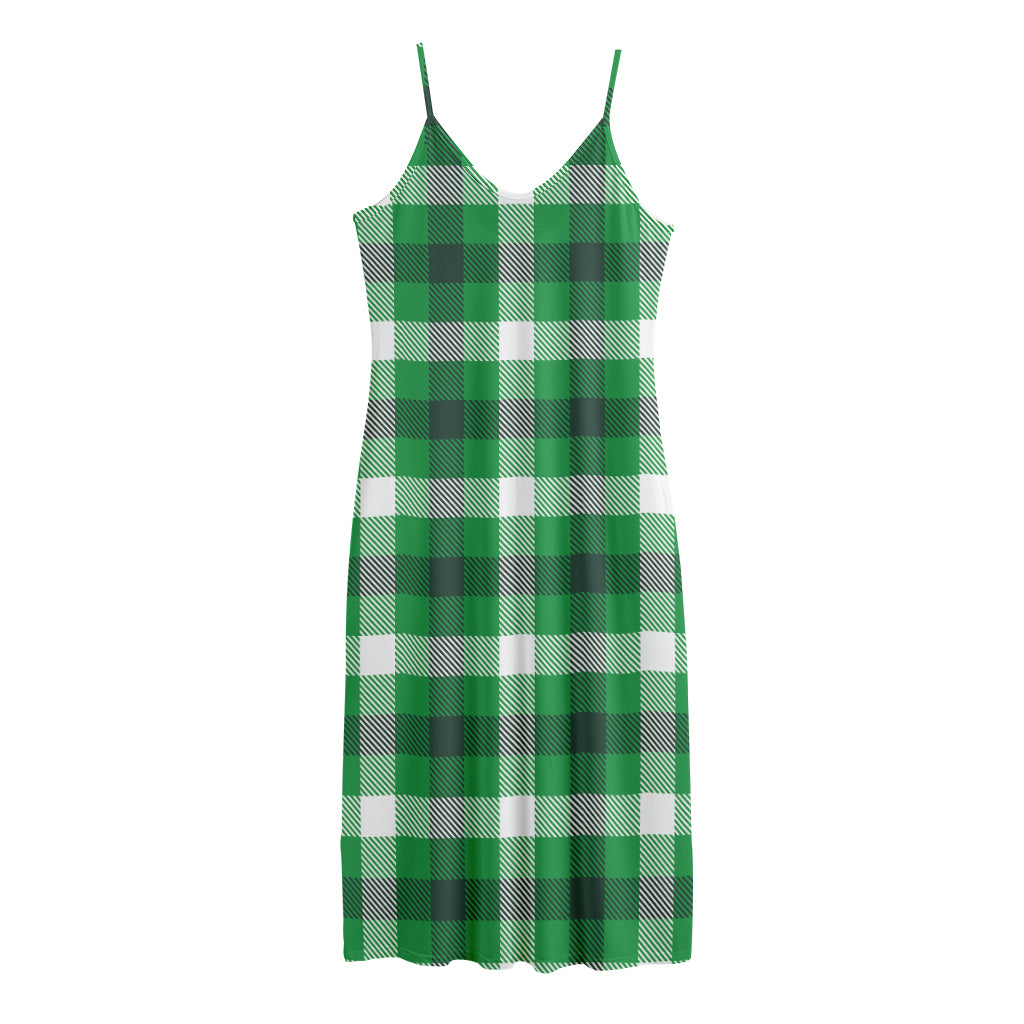 Irish Check Saint Patrick's Day Print Jersey Midi Cami Dress