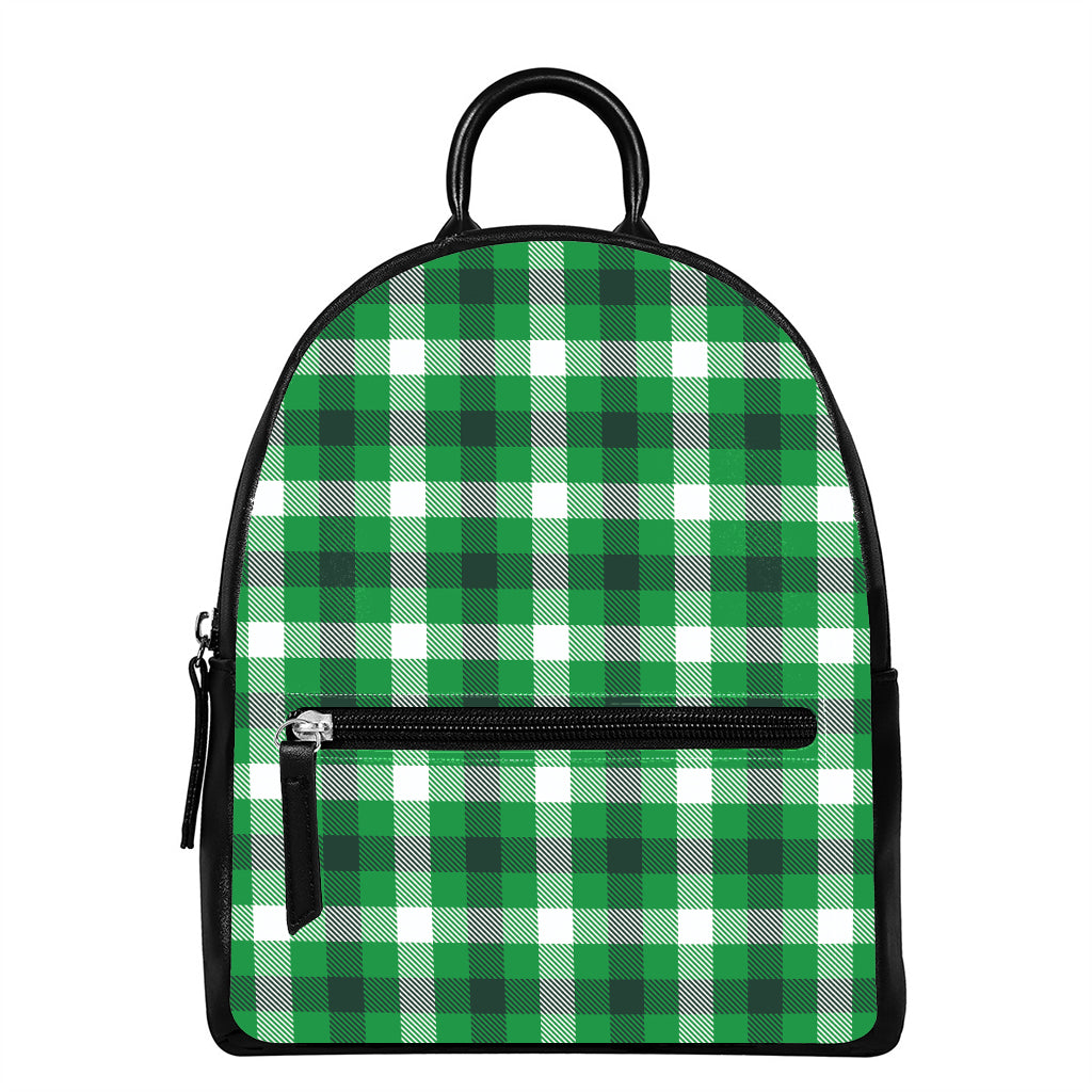 Irish Check Saint Patrick's Day Print Leather Backpack