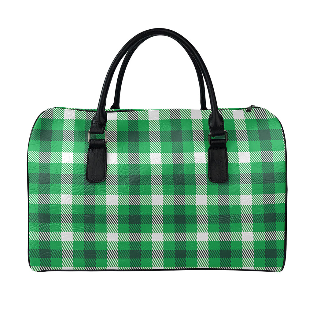 Irish Check Saint Patrick's Day Print Leather Duffle Bag