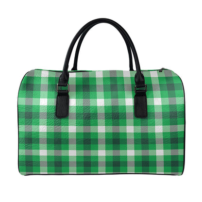 Irish Check Saint Patrick's Day Print Leather Duffle Bag
