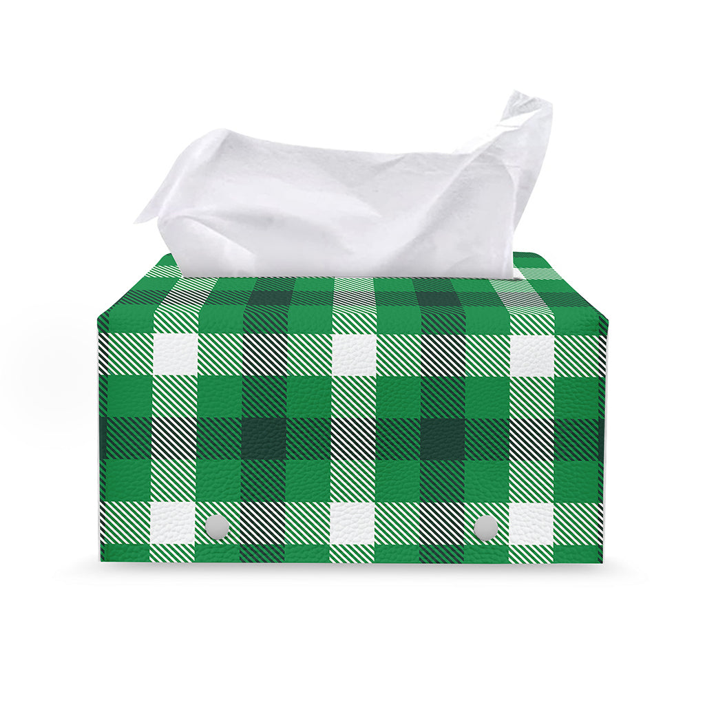 Irish Check Saint Patrick's Day Print Leather Tissue Box Cover