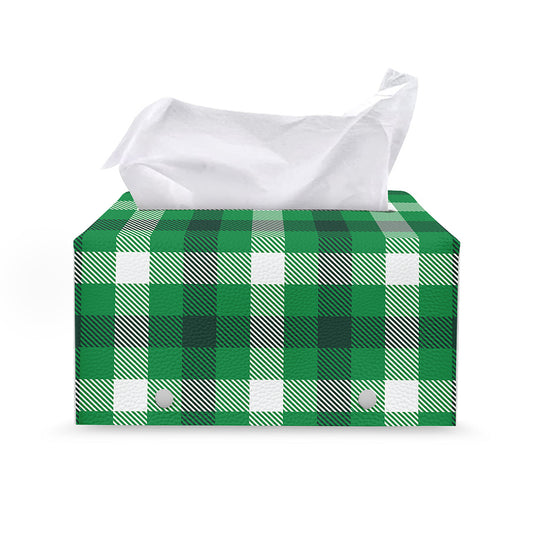 Irish Check Saint Patrick's Day Print Leather Tissue Box Cover
