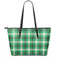 Irish Check Saint Patrick's Day Print Leather Tote Bag With Zipper