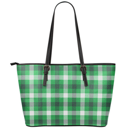 Irish Check Saint Patrick's Day Print Leather Tote Bag