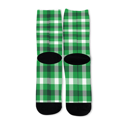 Irish Check Saint Patrick's Day Print Long Socks