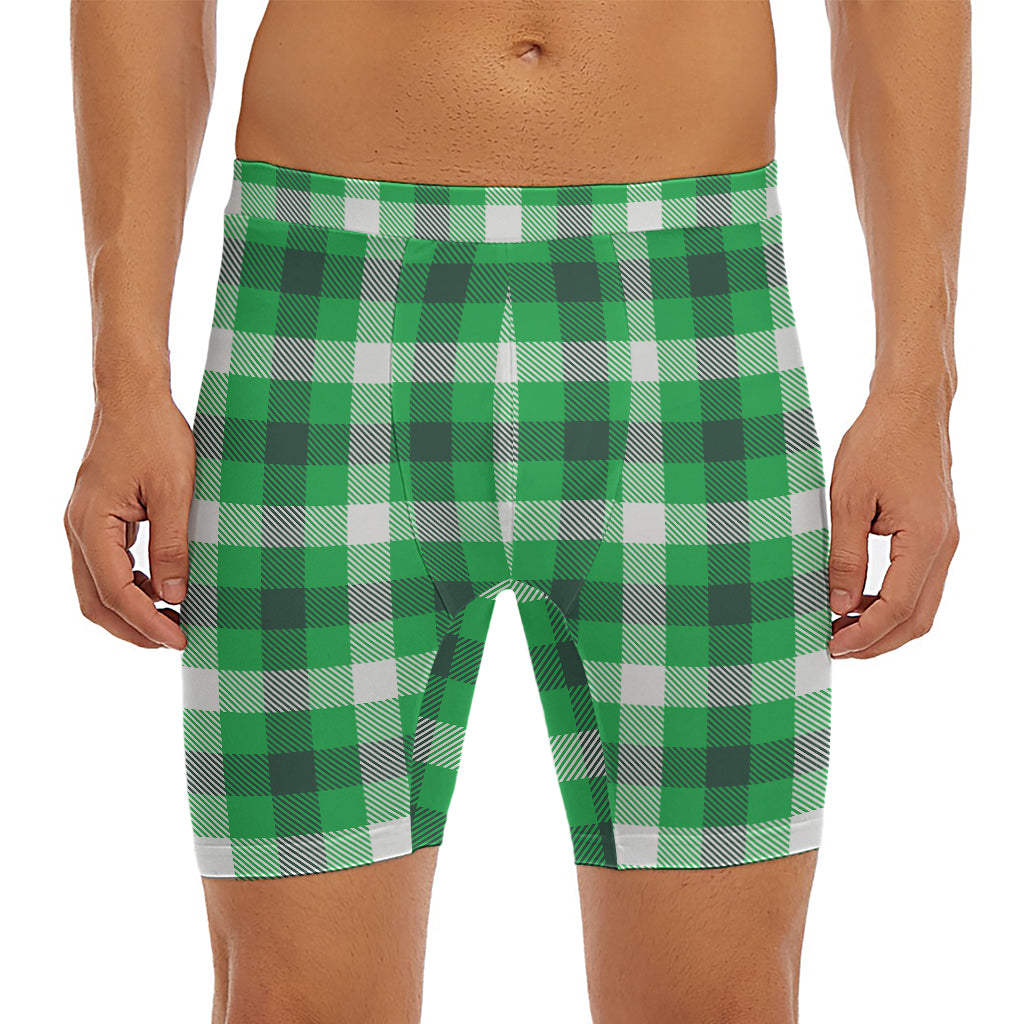 Irish Check Saint Patrick's Day Print Men's Long Boxer Briefs