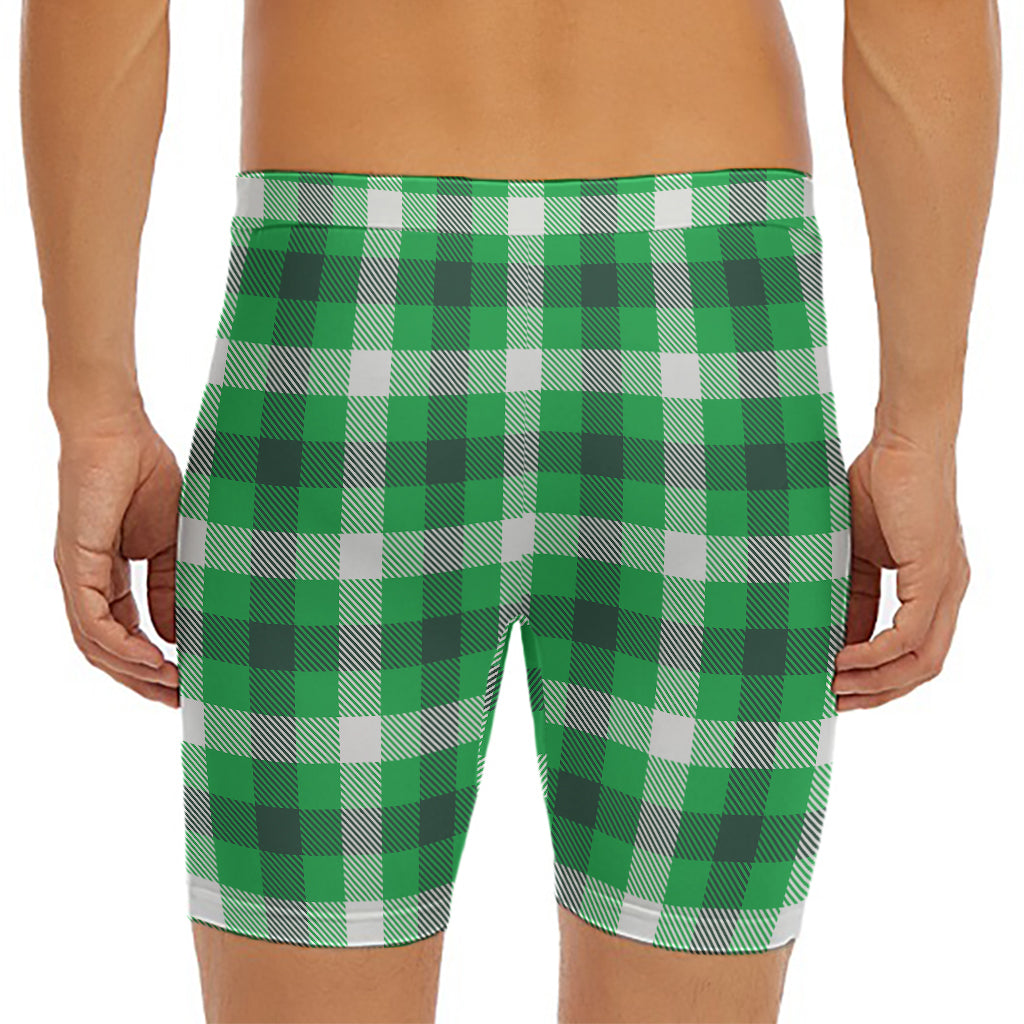 Irish Check Saint Patrick's Day Print Men's Long Boxer Briefs