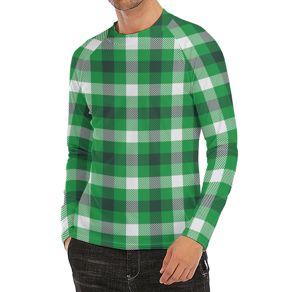 Irish Check Saint Patrick's Day Print Men's Long Sleeve Rash Guard