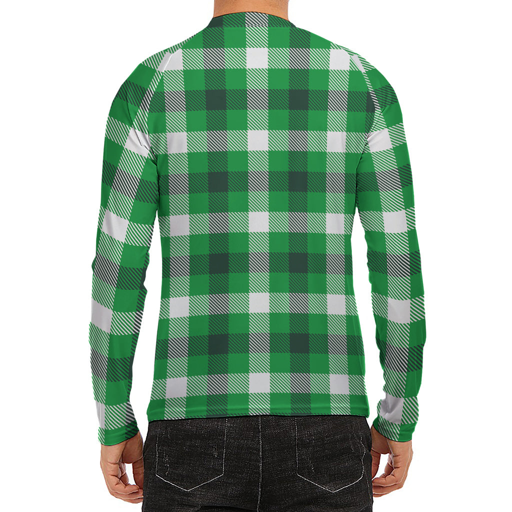 Irish Check Saint Patrick's Day Print Men's Long Sleeve Rash Guard