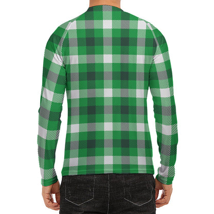 Irish Check Saint Patrick's Day Print Men's Long Sleeve Rash Guard