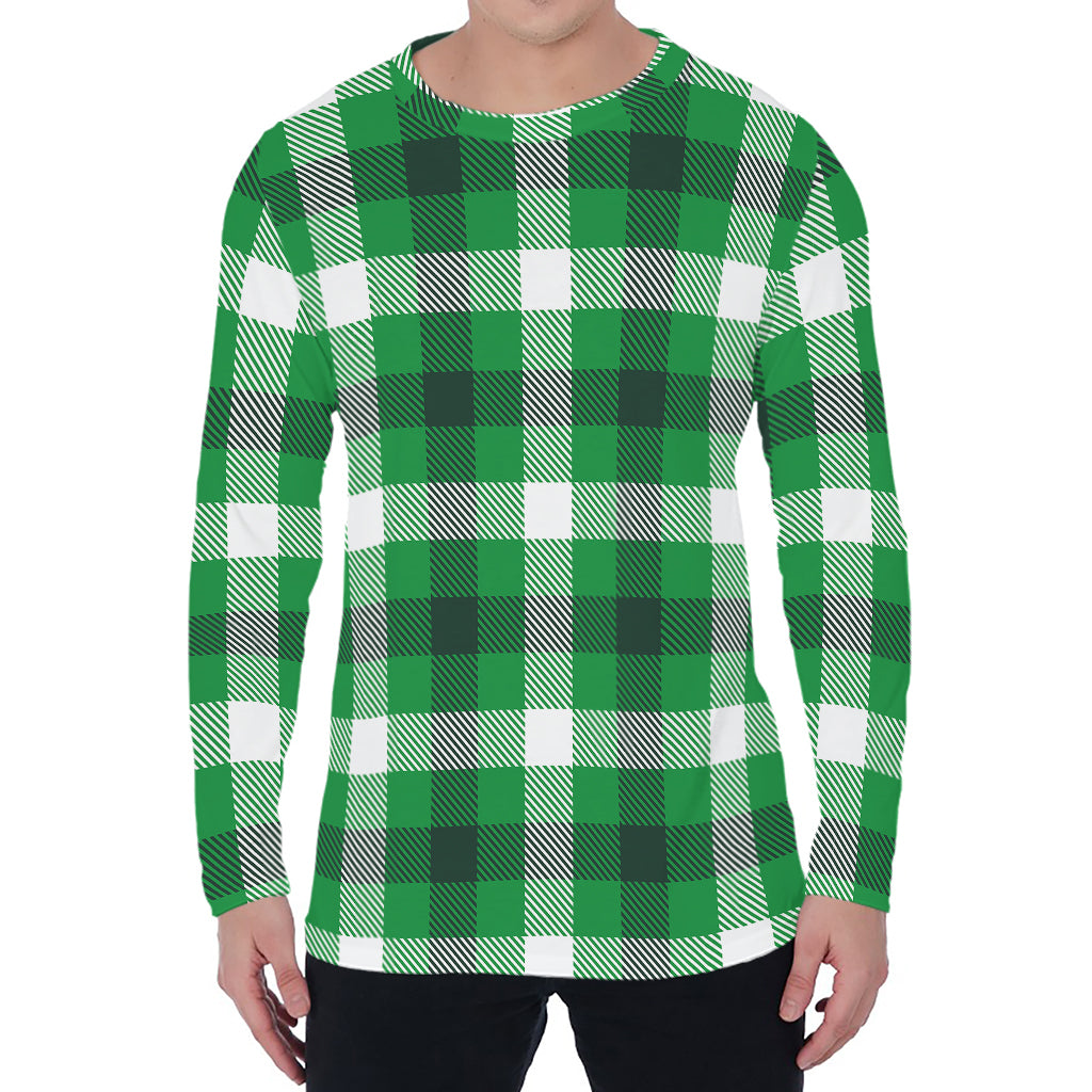 Irish Check Saint Patrick's Day Print Men's Long Sleeve T-Shirt