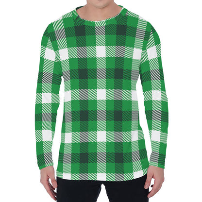 Irish Check Saint Patrick's Day Print Men's Long Sleeve T-Shirt