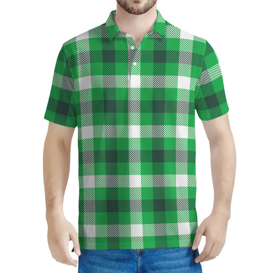 Irish Check Saint Patrick's Day Print Men's Polo Shirt