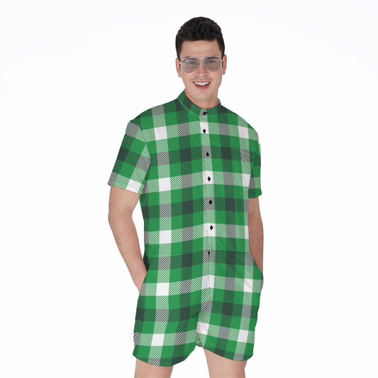 Irish Check Saint Patrick's Day Print Men's Rompers