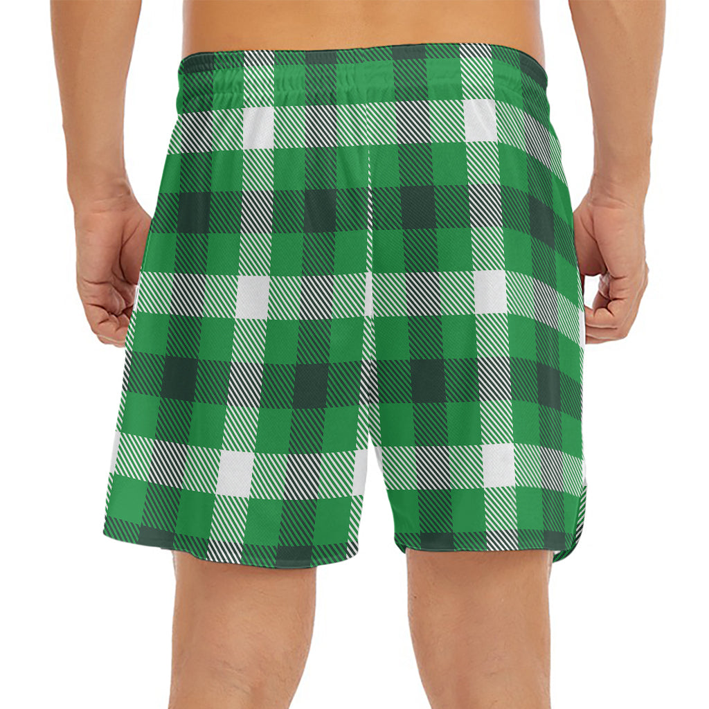 Irish Check Saint Patrick's Day Print Men's Split Running Shorts