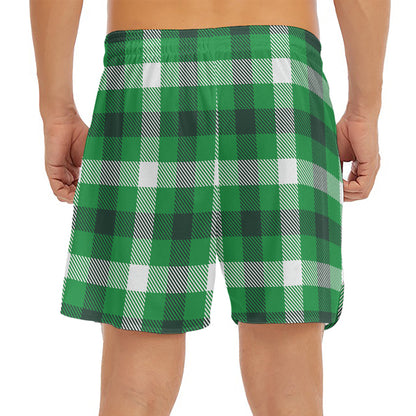 Irish Check Saint Patrick's Day Print Men's Split Running Shorts