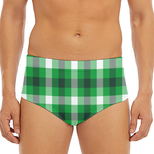 Irish Check Saint Patrick's Day Print Men's Triangle Swim Briefs