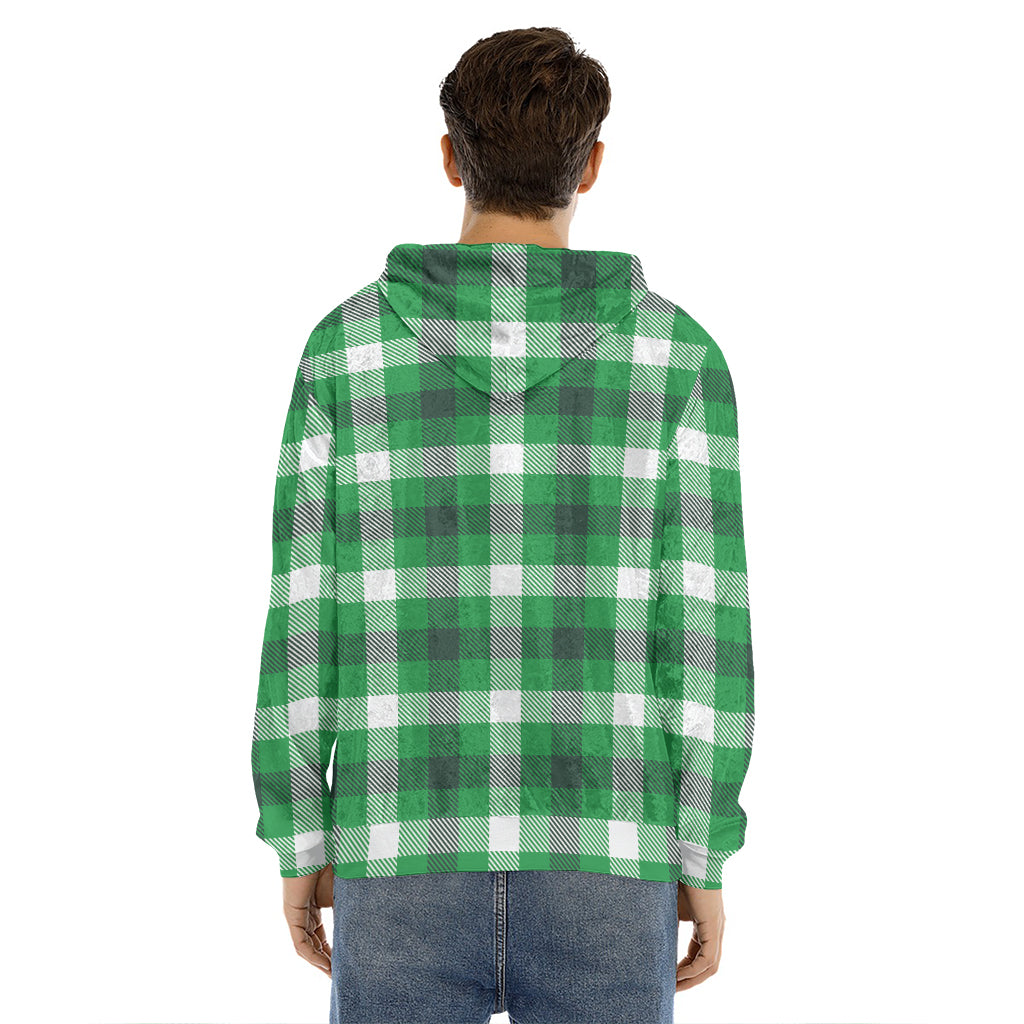 Irish Check Saint Patrick's Day Print Men's Velvet Pullover Hoodie