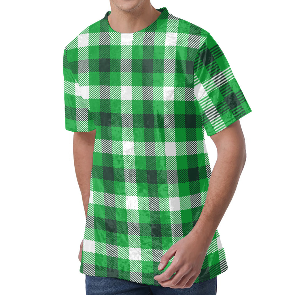 Irish Check Saint Patrick's Day Print Men's Velvet T-Shirt