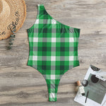 Irish Check Saint Patrick's Day Print One Shoulder Bodysuit