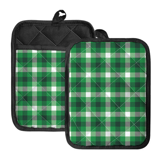 Irish Check Saint Patrick's Day Print Pot Holders With Pocket