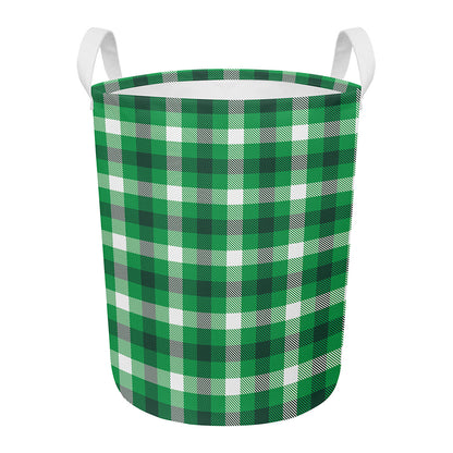 Irish Check Saint Patrick's Day Print Round Laundry Basket