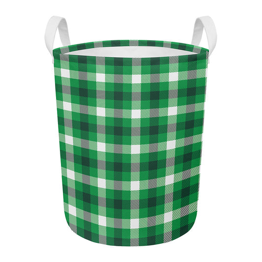 Irish Check Saint Patrick's Day Print Round Laundry Basket