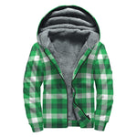 Irish Check Saint Patrick's Day Print Sherpa Lined Zip Up Hoodie