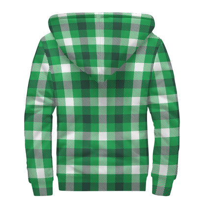 Irish Check Saint Patrick's Day Print Sherpa Lined Zip Up Hoodie