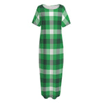 Irish Check Saint Patrick's Day Print Short Sleeve Long Nightdress