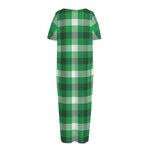 Irish Check Saint Patrick's Day Print Short Sleeve Long Nightdress