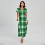 Irish Check Saint Patrick's Day Print Short Sleeve Maxi Dress