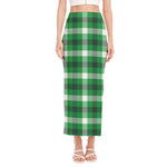 Irish Check Saint Patrick's Day Print Side Slit Maxi Skirt