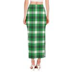 Irish Check Saint Patrick's Day Print Side Slit Maxi Skirt