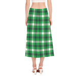 Irish Check Saint Patrick's Day Print Side Slit Midi Skirt