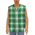 Irish Check Saint Patrick's Day Print Sleeveless Baseball Jersey