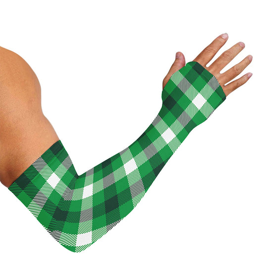 Irish Check Saint Patrick's Day Print Sun Protection Arm Sleeves