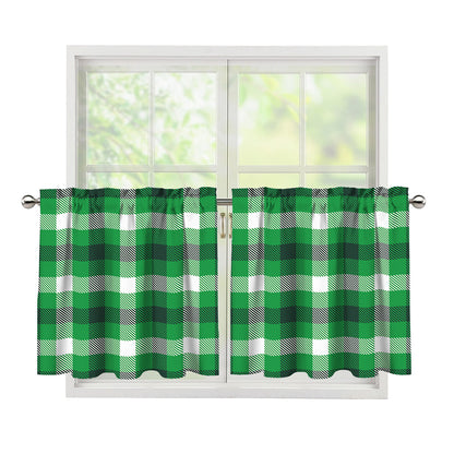 Irish Check Saint Patrick's Day Print Tier Curtains