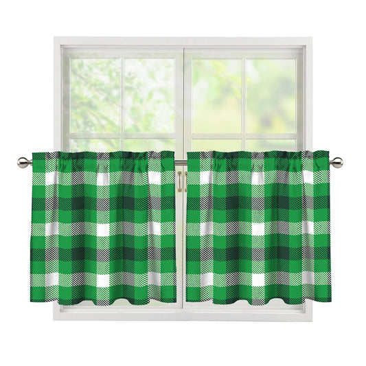 Irish Check Saint Patrick's Day Print Tier Curtains