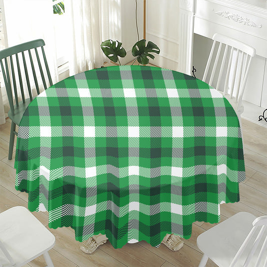 Irish Check Saint Patrick's Day Print Waterproof Round Tablecloth