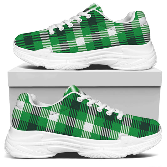 Irish Check Saint Patrick's Day Print White Chunky Shoes