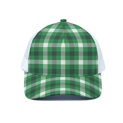 Irish Check Saint Patrick's Day Print White Mesh Trucker Cap