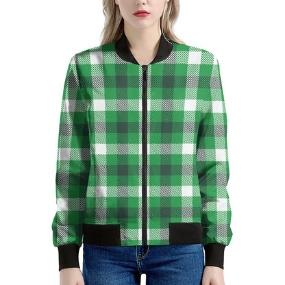 Irish Check Saint Patrick's Day Print Women's Bomber Jacket