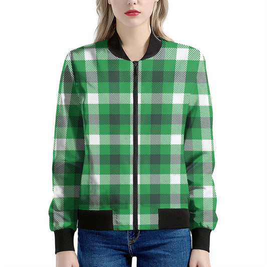 Irish Check Saint Patrick's Day Print Women's Bomber Jacket