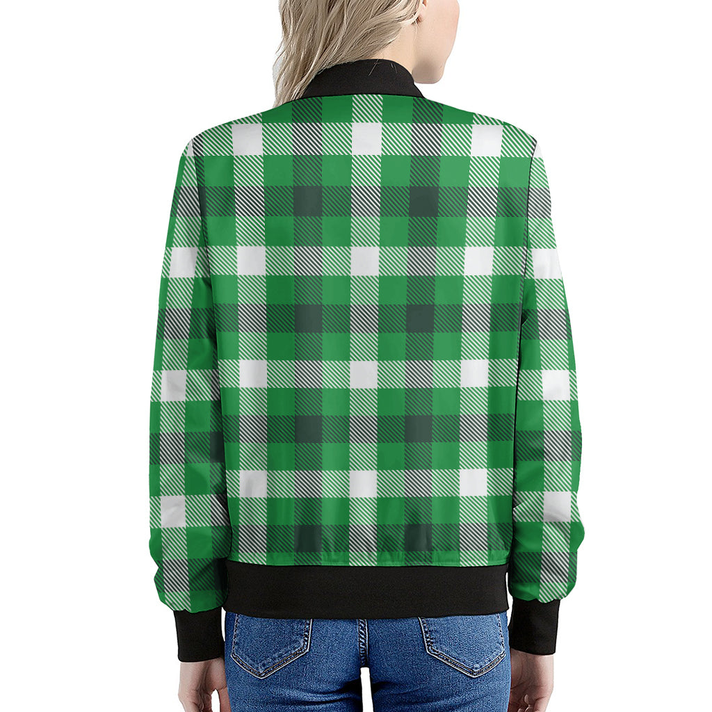 Irish Check Saint Patrick's Day Print Women's Bomber Jacket